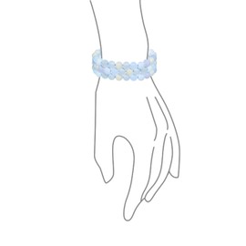 Set of 3 Matte Light Blue Agate Translucent Gemstone Round Bead Ball 8MM Stacking Stretch Bracelet for Women Men Teen Unisex
