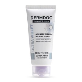 DERMDOC 4% Niacinamide Brightening Sunscreen with SPF 50 Sun Protection (50 gm) | Sunblock | Sunscreen for Oily Skin | PA +++ | UV Protection | Shine Free Formula
