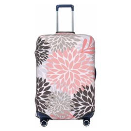 Lukbfall Grey Pink Daisy Floral Luggage Suitcase Covers Elastic Washable Chrysanthemum Flowers Luggage Protector Travel Suitcase Protective Cover For Kid And Adult, M (Fit 22-24 Inch Luggage)