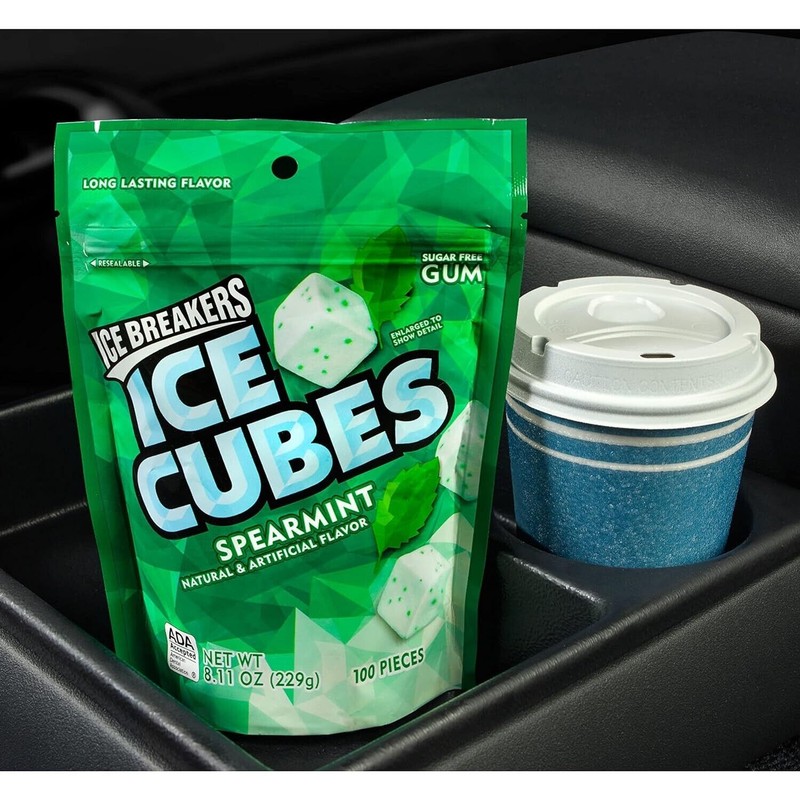 ICE BREAKERS Spearmint Cubes Sugar Free Chewing Gum Pouch, 8.11