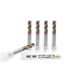 WEXWE Tools DLC Series Carbide Square End Mill, Diamond-Like Coating, End Mill for Aluminum, Copper, Magnesium Alloys, High Silicon Aluminum, Composite Materials,3 Flute,1/8 Shank(.125(1/8)", 5pcs)