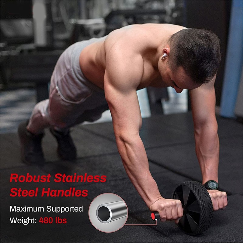 Wheel Exercise Roller with Non Slip Knee Pad Resistance Band