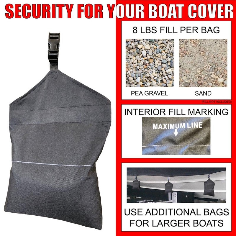 SBU Marine Grade Sandbag Weights for Boat Covers (4-Pack) -