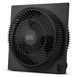 BLACK+DECKER 9-Inch Frameless Box Fan, Freestanding Desk Fan with 3-Speed Settings, Portable Fan for Home Office or Garage, BFB09B, Black