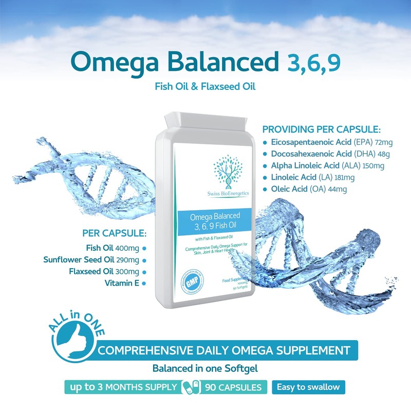 Omega Balanced 3, 6 & 9 Fish Oil 1000mg, 90