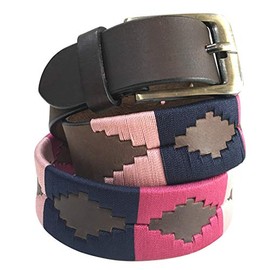 Carlos Diaz Mens Womens Premium Unisex Brown Leather Embroidered Designer Polo Belt (105 cm/ 40-42 Inches)