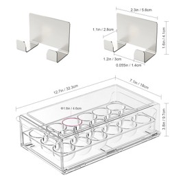 Egg Holder for Fridge, Egg Organizer for Refrigerator, BPA Free Stackable Egg Container, 18 Egg Container for Refrigerator with 2 kitchen Hooks, Clear