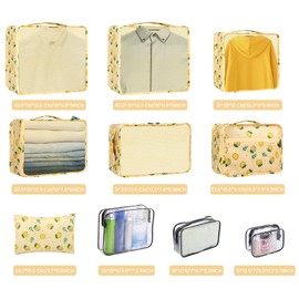 CORYIN Packing Cubes 10 PCS Travel Organiser Packing Bags Travel Luggage Packing Organizers Travel Essentials Bag for Clothes Shoes Cosmetics Storage Bags for Men Women Yellow