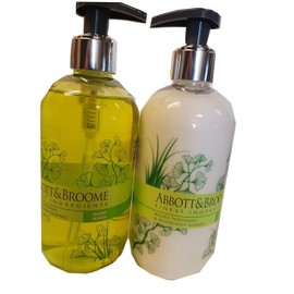 Abbott&Broome Hand Wash + Hand Lotion Set 2 x 300 ml Wild Tiger Grass & Invigorating Ginkgo in Dispenser