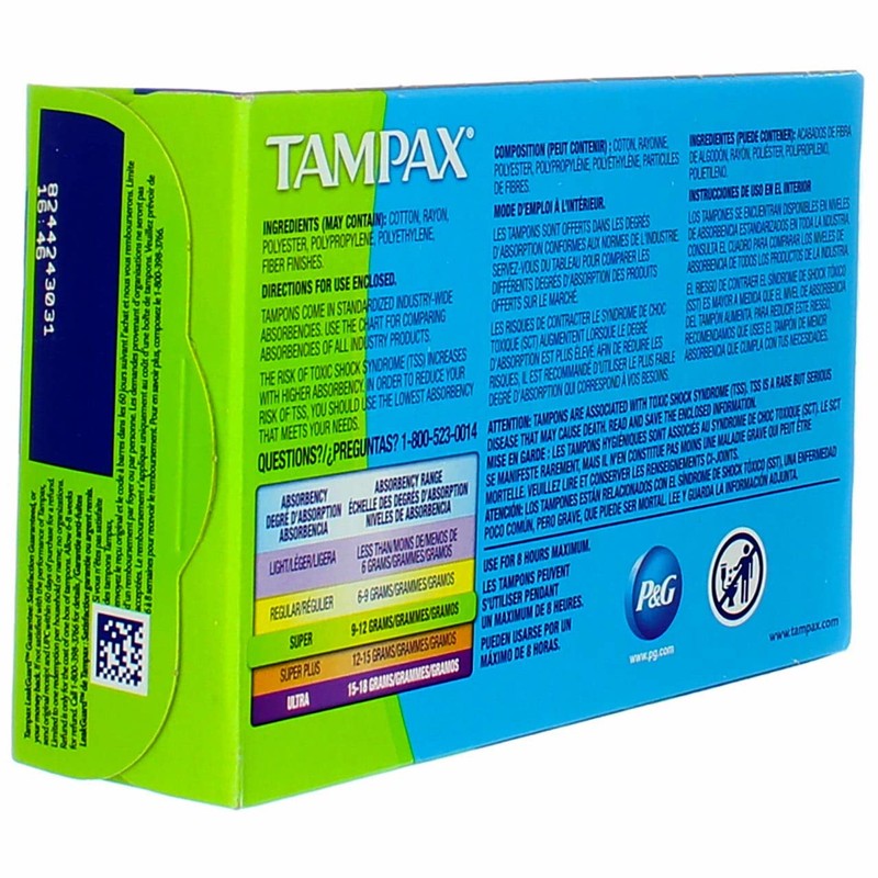 Tampax Cardboard Applicator Tampons, Super, 10/Box