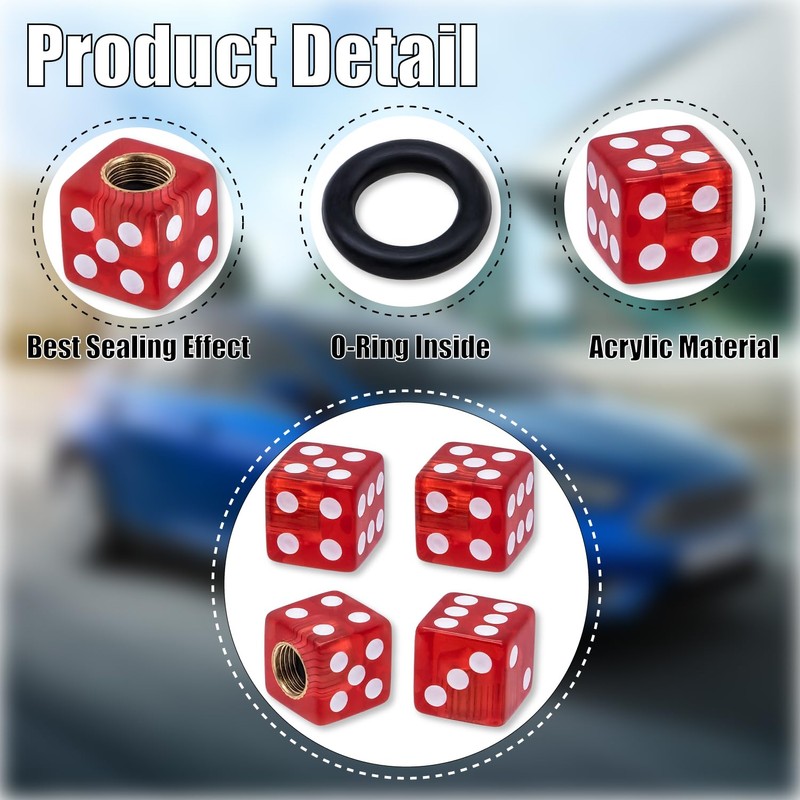 MEAJOO 4PCS Dice Shape Tire Valve Stem Caps, Universal Copper