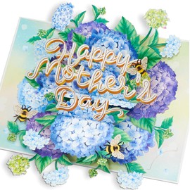 POPWOW Mothers Day Pop Up Cards, Happy Mother's day, Hydrangeas, 3D Greeting Cards, Gift for Mom, Godmother, Stepmom, Sister, Grandma, Mother in law, Wife, 5x7 - Includes Envelope And Message Note