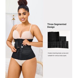 Nebility Waist Trainer for Women Corset Shapewear Tummy Control Segmented Waist Cincher Workout Girdle(Black, XXXL)