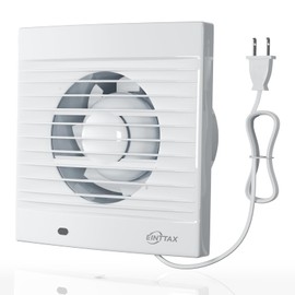 EINTTAX 4 Inch Wall Mount Bathroom Exhaust Fan, Plug in Wall Exhaust Fan, 12W 77 CFM Bathroom Window Fan with Anti-backflow Check Valve for Kitchen, Garage, Office, 34 dB, White