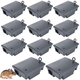 Qualirey 12 Packs Rat Bait Station Box Outdoor Rodent Rat Traps with Key Mouse Bait Station Indoor Mice Box for Outdoor Use Keeping Pets and Children Safe (Grey)