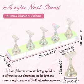 UHOMENY Nail Art Holder Stand for Painting Nails, 10 pieces of Aurora Acrylic Nail Practice Stands DIY Nail Design Holders Nail Tips Display Stand for False Nails Manicure Tools (Transparent)