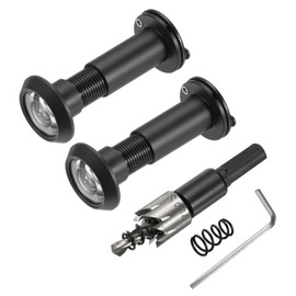 PATIKIL 9/16" Door Viewer Peephole, 2 Pcs Copper Privacy Door Viewer with Privacy Cover, 180-Degree Fits 1-3/4" to 2-15/16" Door with 14mm/0.55" Drill Bit for Security, Black