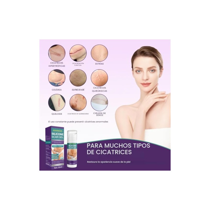Crema Silicona Cicatrices Gel Tratamiento Avanzado Eliminar Estrías Antiguas Recientes