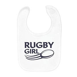 Fabulous Baby Bib Organic Cotton Rugby Girl Sport Team Stadium Ball XV, White