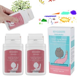 2Pcs Small Roller Wall Patching Brush, Roll On Spackle Wall Repair Kit Spackle Roller Paint Brush Tool Portable Handheld Quick Dry Wall Repair Paste Roller with 200g Latex Paint (White)