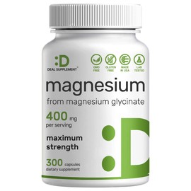 Magnesium Glycinate 400mg, 300 Capsules | 100% Chelated for Easy Absorption | Essential Mineral Supplement for Muscle, Sleep, & Heart Health*