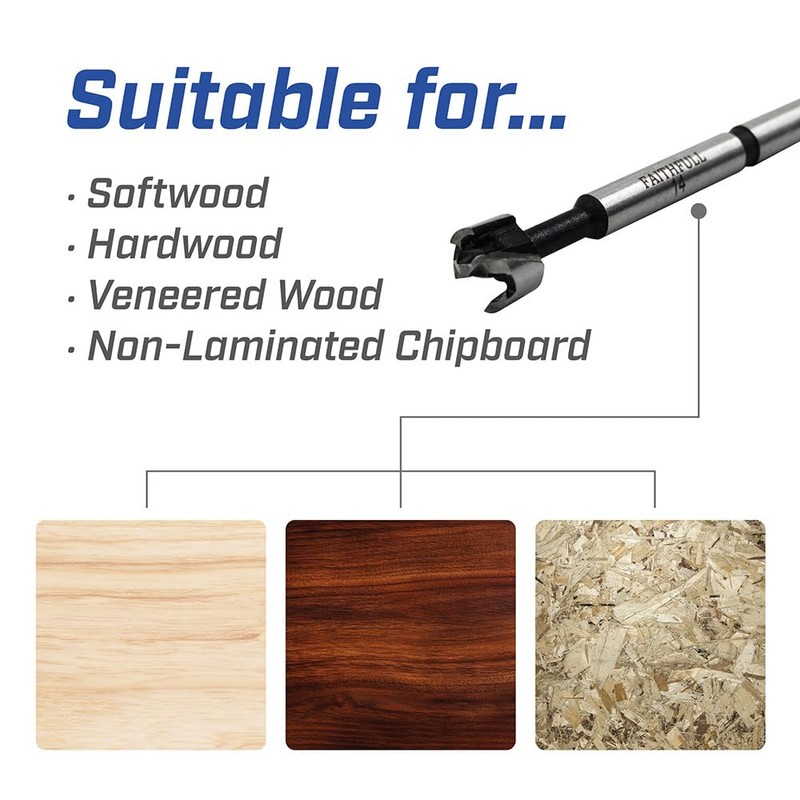 Faithfull FAIFOR14 Forstner Bit for Hardwood, Softwood, Drilling, Boring, Straight,