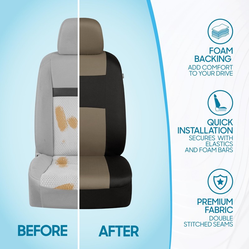 BDK PolyPro Seat Covers Full Set in Beige on Black