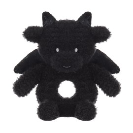 Apricot Lamb Dragon Rattle Soft Cuddly Baby Rattle for Boys and Girls, Plush Toy Stuffed Animal Rattle Lovey for the Newborn, 0-3 Months, 0-6 Months and Above, 4.8 Inches (Black)