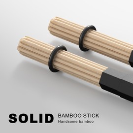 Bamboo Drumsticks, 5A Jazz Drum Sticks, Rods Drum Brushes for Jazz, Folk, Small Venue and Acoustic Performance (BLACK, 1 Pack)