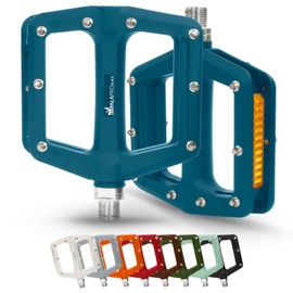 IMPALAPRO - Bike Pedals with Reflective in Nylon Fiber - Flat Bike Pedal with Selaed Bearing 9/16" - Mountain Bike Pedals - BMX Pedals - Road Bike Pedals - MTB Flat Pedals with Reflectors (Blue)