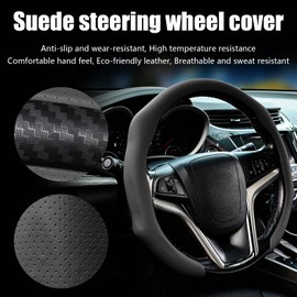 Leather Steering Wheel Cover Luxurious, Breathable, and Anti-Slip Design - Universal Fit for 15.5-16 Inch Steering Wheels - Soft, Comfortable Grip for Enhanced Driving Comfort and Safety