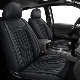 IKABEVEM Seat Covers Custom Fit Toyota Tacoma 2016-2023 Double Crew Extended Access Cab Truck Pickup Front Car Seat Covers(2PCS Front, Black)