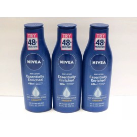 NIVEA BODY LOTION ESSENTIALLY ENRICHED 48HR DEEP NOURISHING SERUM 8.4 OZ 3PCS