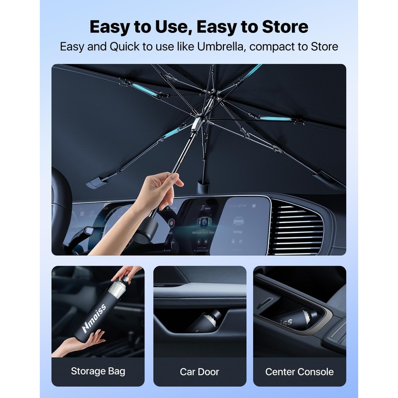 Upgrade Nmoiss Windshield Sun Shade Umbrella - [Vinyl Coating Heat