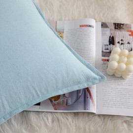 Mandioo Set of 2 Neutral Cotton Cushion Covers, 50 x 50 cm, Decorative Cushion Covers, Boho Sofa Cushion, Decorative Cushion Cover for Sofa, Couch, Living Room, Bedroom, Light Blue