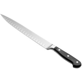 TrueCraftware- 10” Slicer Knife Granton Edge Forged German Steel- Razor Sharp Multipurpose Slicing Carving Kitchen Knife for Meat Cutting BBQ Home Kitchen Restaurants