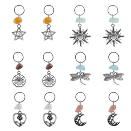 CZMZHFC 12 Pcs Bohemian Silver Tribal Braid Rings,African-Inspired Decorations Circle Hair Jewelry Set,Metal Hair Charms for Braid,Vintage Hair Dreadlocks Accessories for Women's Hairstyles