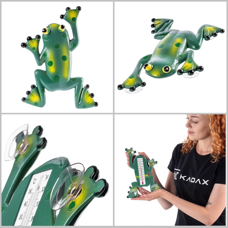 KADAX Frog Thermometer, Thermometer with Suction Cups, Weatherproof Window Thermometer