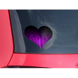 Fire Flames Purple - I Heart Love Car Window Decal 6.5 x 5.5 inches