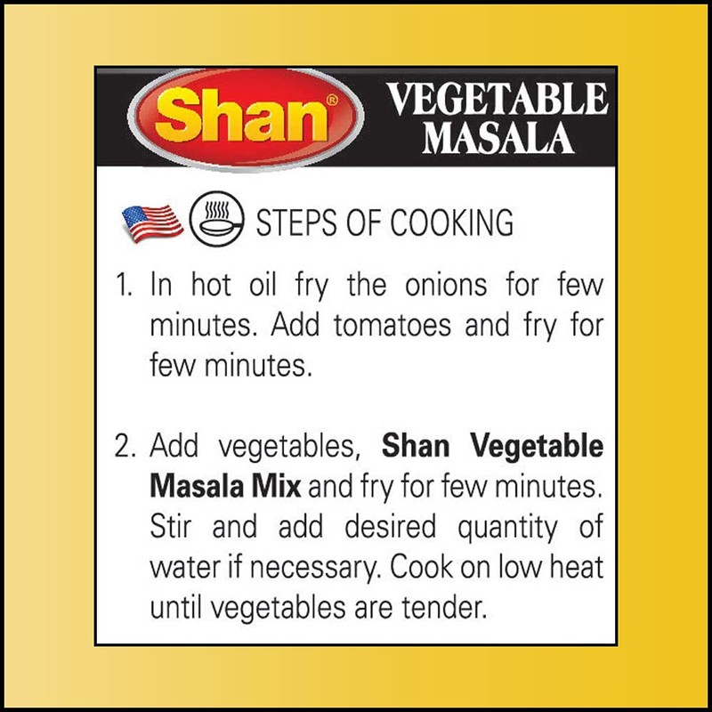 Shan Vegetable Masala Recipe and Seasoning Mix 3.52 oz (100g)