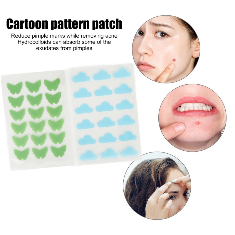 36Pcs Hydrocolloid Pimple Pads Cartoon Shape Cute Concealing Healing Pimple