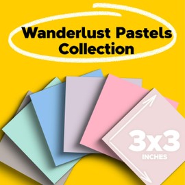 Post-it 100% Recycled Paper Super Sticky Notes, 3 in. x 3 in., 12 Pads, 70 Sheets per Pad, Wanderlust Pastels, School Supplies and Office Products