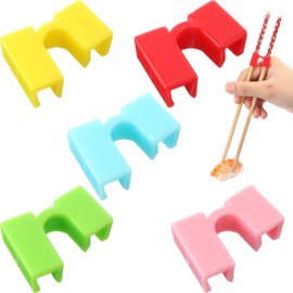 Patelai 5 Pairs Reusable Chopstick Helpers Practice Chinese Chop Stick Training Chopsticks for Many Age, Adult, Beginner, Trainers or Learner (Fresh Color)