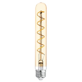 GE Lighting 36513 foco LED de vidrio ámbar estilo clásico regulable T9 tubo 5 (reemplazo de 60 vatios), 250 lúmenes base media, paquete de 4, luz de vela cálida