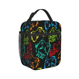 Gbuzozie - Bolsa de almuerzo con diseño de siluetas coloridas con aislamiento, portátil, reutilizable, con cierre, para mujeres, hombres, picnic, playa
