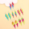 WCRAZYE 80s Retro Neon Earrings Lightning Bolt Dangle Earrings for