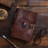 NomadCraftsCo. Large Leather Journal with Semi Precious Stone - Lock