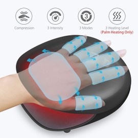 COMFIER Wireless Hand Massager with Heat -3 Levels Compression & Heating,Rechargeable Hand Massager Machine for Carpal Tunnel,Ideal Gifts for Women (Black)