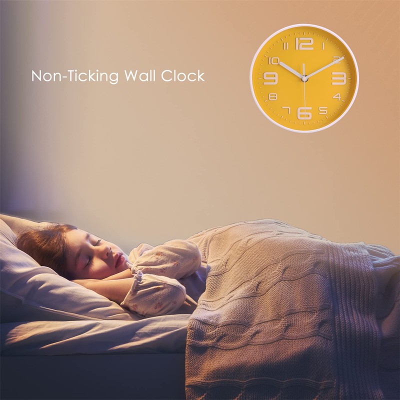 Topkey 8” Round Silent Wall clock Easy Read Big Numbers