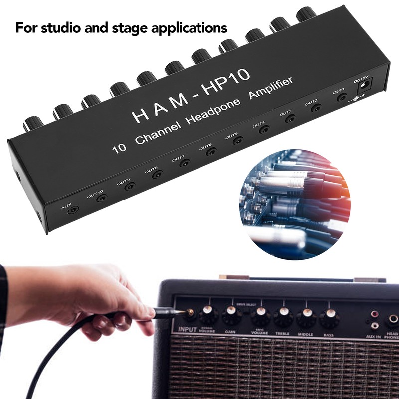 10 Channel Headpone Magnifier Stereo Audio Distribution Splitter Independent Control